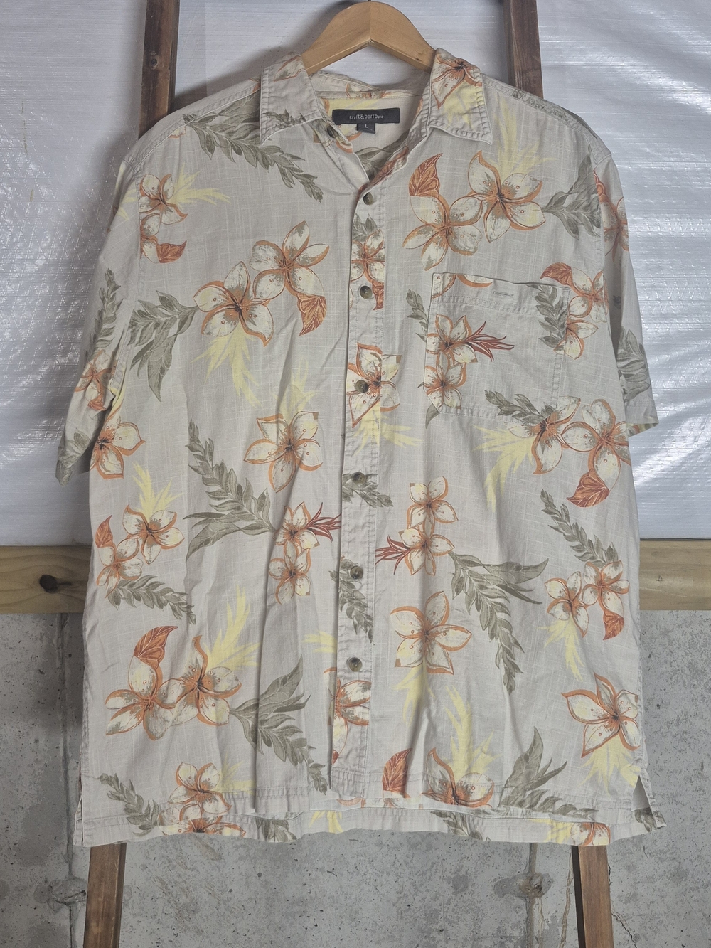 Light Beige Tropical Floral Button-Up Shirt